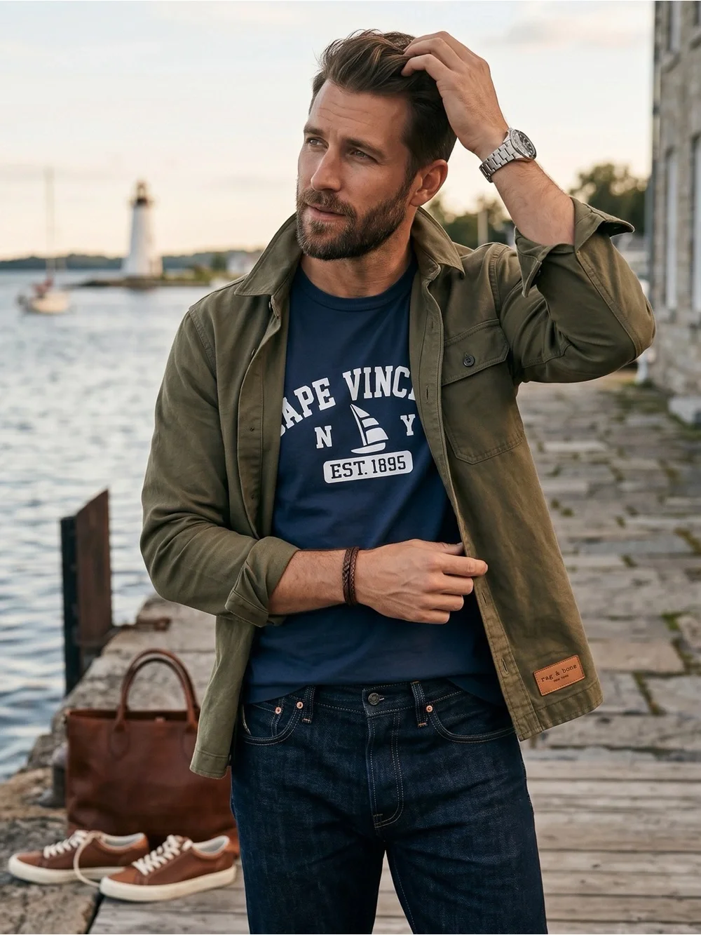 MV Sports Navy Cape Vincent, NY short sleeved T-shirt  L.